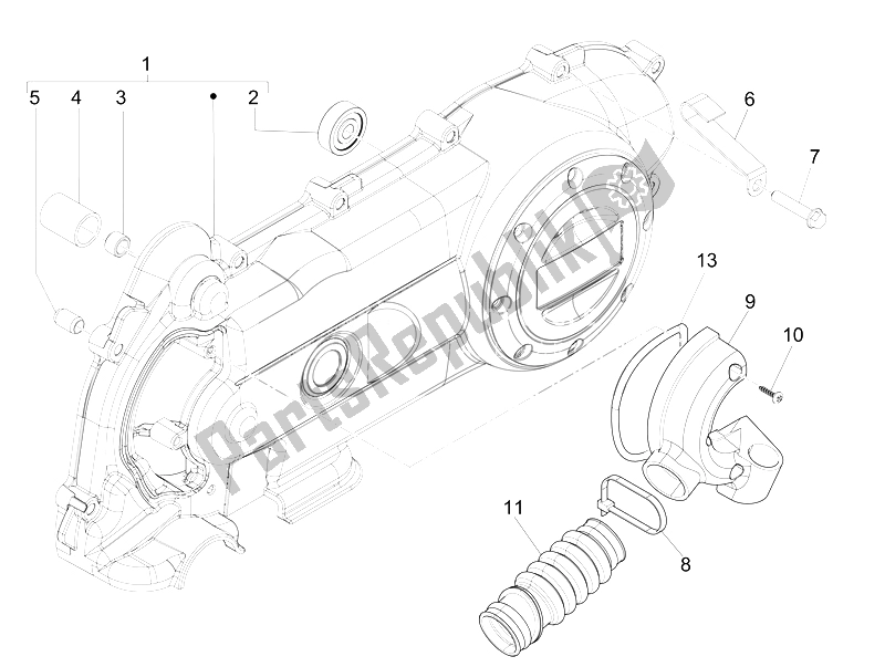 All parts for the Crankcase Cover - Crankcase Cooling of the Vespa Sprint 50 4T 2V 25 KMH B NL 2014