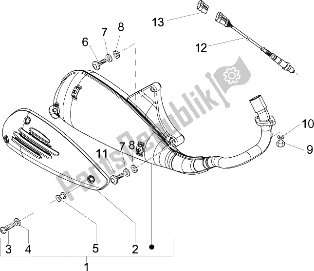 Toutes les pièces pour le Silencieux du Vespa LX 125 4T IE E3 2009