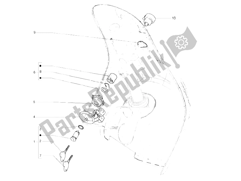 Toutes les pièces pour le Serrures du Vespa LX 150 4T E3 Vietnam 2009