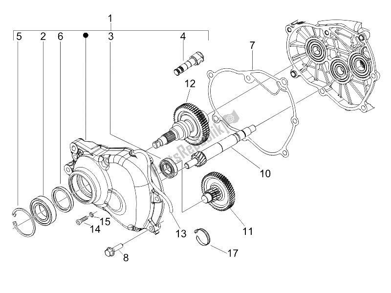 All parts for the Reduction Unit of the Vespa LX 125 4T 2006