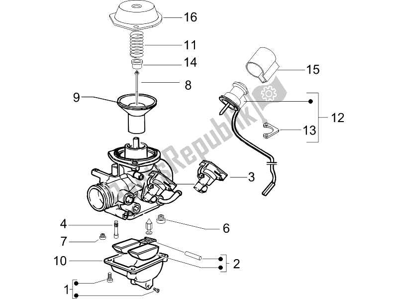 Toutes les pièces pour le Composants Du Carburateur du Vespa LXV 150 4T USA 2007