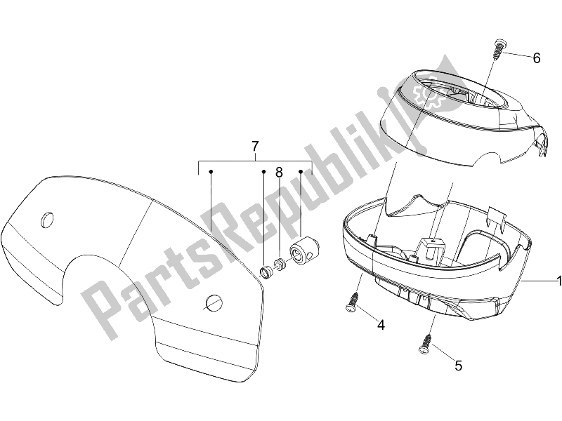 All parts for the Handlebars Coverages of the Vespa LXV 150 4T USA 2009