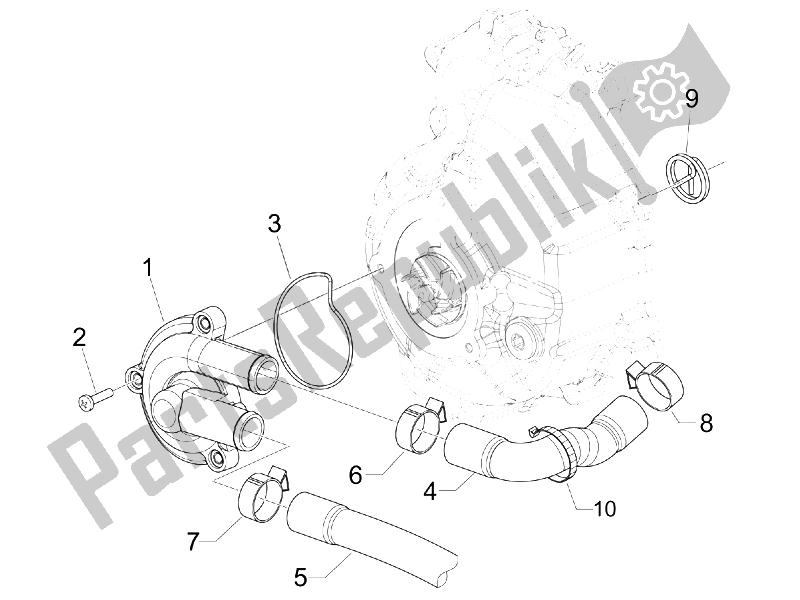 Todas las partes para Bomba De Enfriamiento de Vespa GTS 300 IE 2012