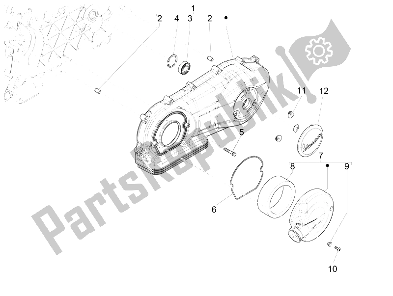 Toutes les pièces pour le Couvercle De Carter - Refroidissement Du Carter du Vespa 946 125 2015