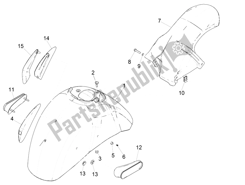 Toutes les pièces pour le Logement De Roue - Garde-boue du Vespa Vespa GTS 300 IE ABS USA Canada 2014