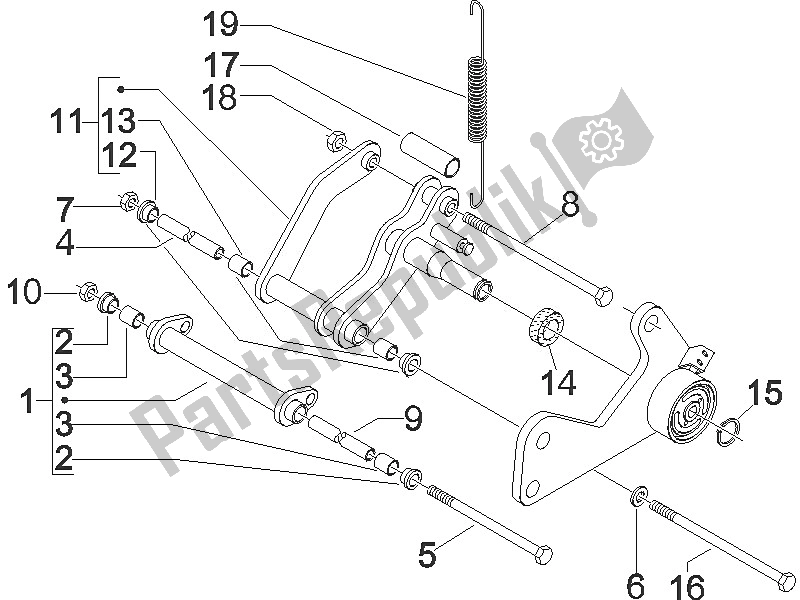 Toutes les pièces pour le Bras Oscillant du Vespa GTS 250 USA 2005