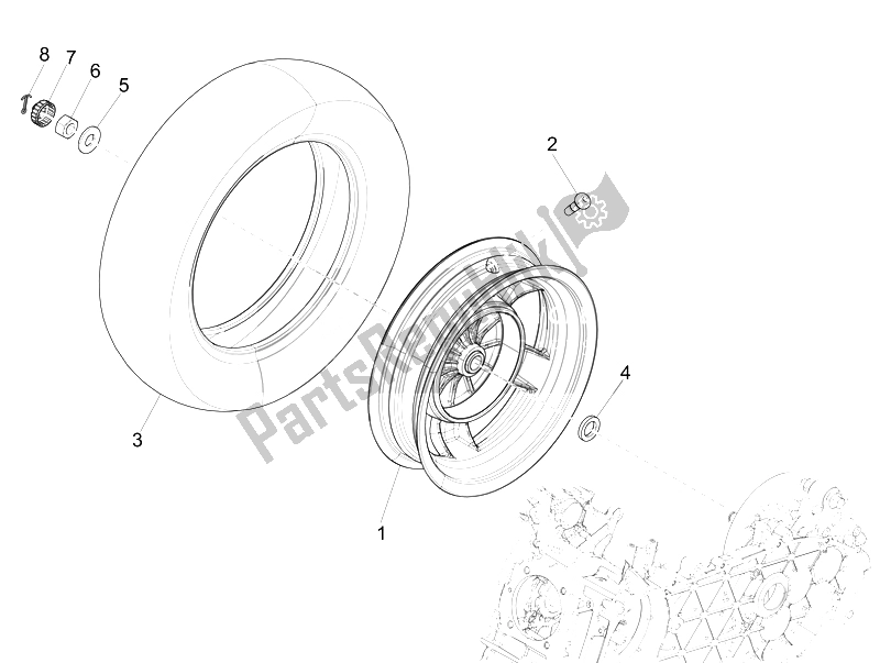 Toutes les pièces pour le Roue Arrière du Vespa 125 4T 3V IE Primavera Vietnam 2014