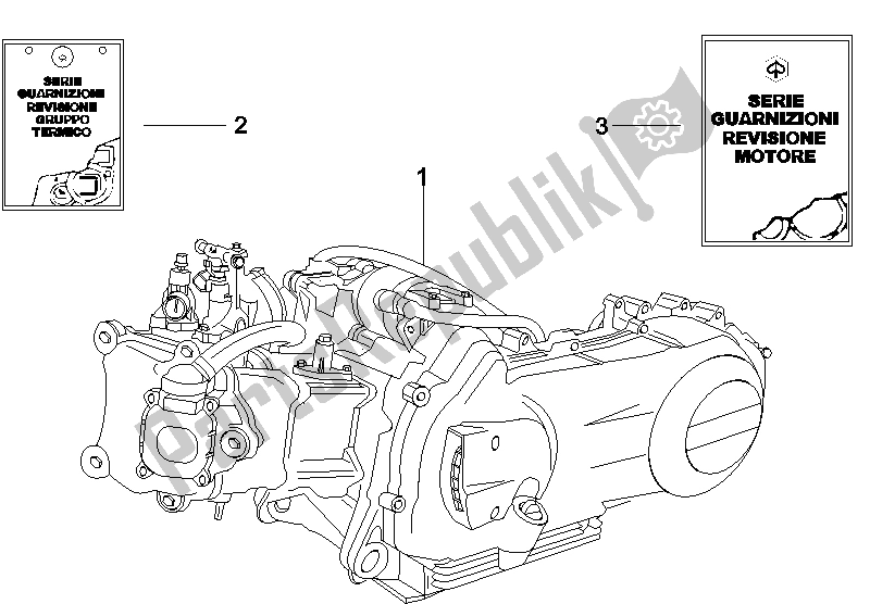 Todas as partes de Montagem De Motor do Vespa GTV 250 IE UK 2006