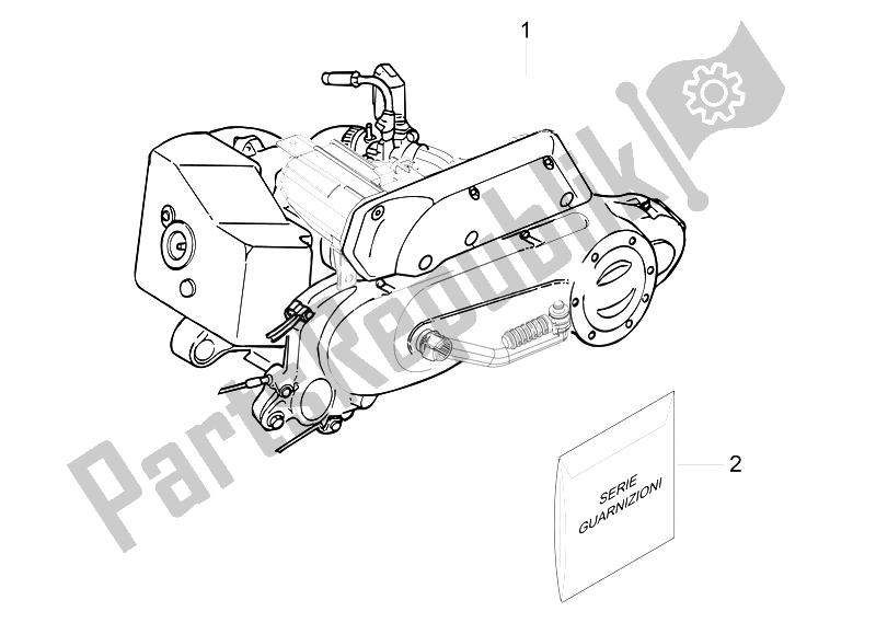 All parts for the Engine, Assembly of the Vespa Sprint 50 2T2V 2014