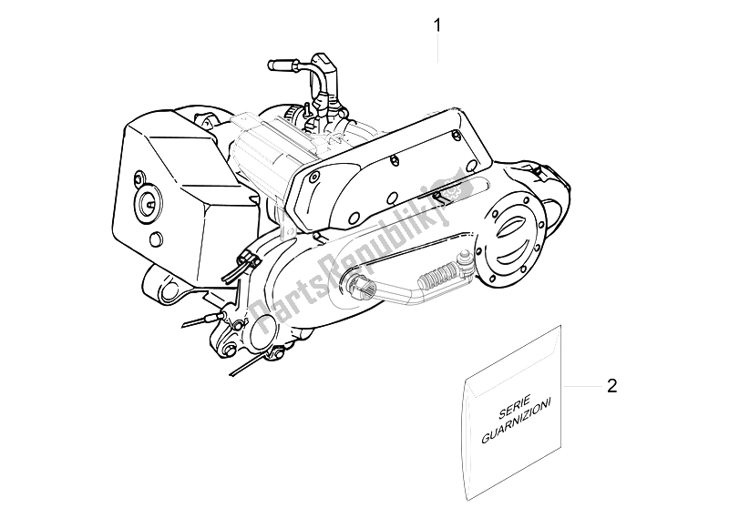 Toutes les pièces pour le Moteur, Assemblage du Vespa Sprint 50 2T2V 2014