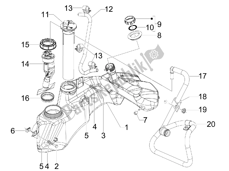 Toutes les pièces pour le Réservoir D'essence du Vespa GTS 300 IE Super Sport 2010