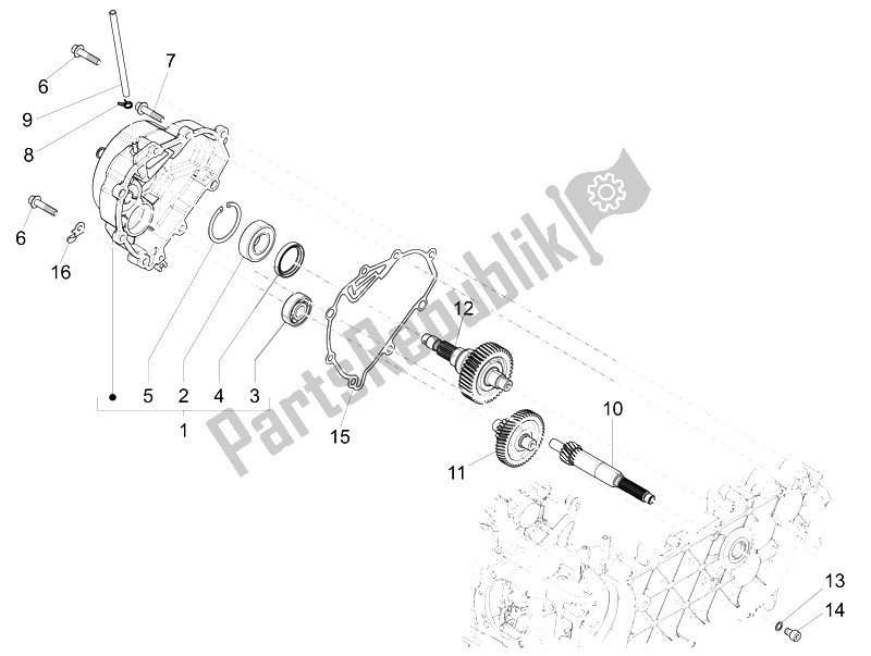 All parts for the Reduction Unit of the Vespa 946 125 2014