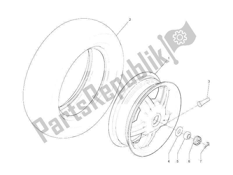 All parts for the Rear Wheel of the Vespa LX 50 4T 4V 2009