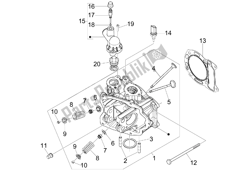 Tutte le parti per il Unità Principale - Valvola del Vespa GTV 250 IE USA 2007