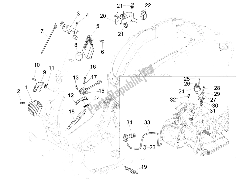 Toutes les pièces pour le Régulateurs De Tension - Unités De Commande électronique (ecu) - H. T. Bobine du Vespa 150 Sprint 4T 3V IE USA 2014