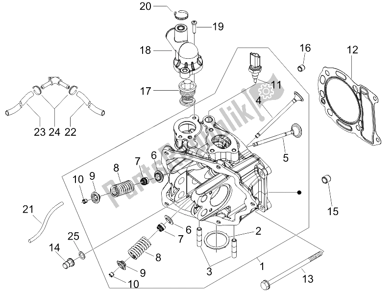 All parts for the Head Unit - Valve of the Vespa Granturismo 200 L USA 2006