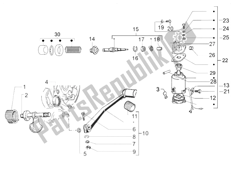 Toutes les pièces pour le Stater - Démarreur électrique du Vespa Vespa PX 125 EU Asia 2011