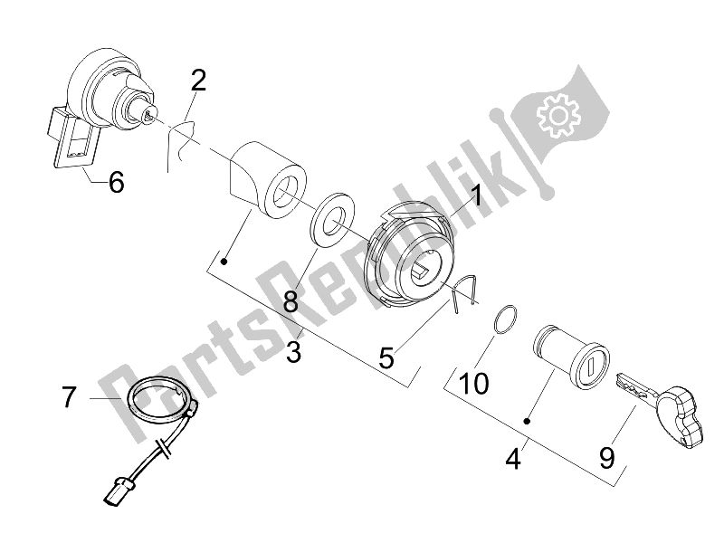 Toutes les pièces pour le Serrures du Vespa LXV 150 4T USA 2007