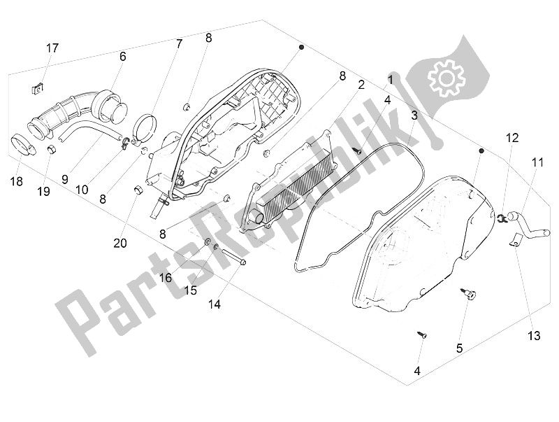 Todas las partes para Filtro De Aire de Vespa Vespa GTS 150 4T E4 ABS EU 2016