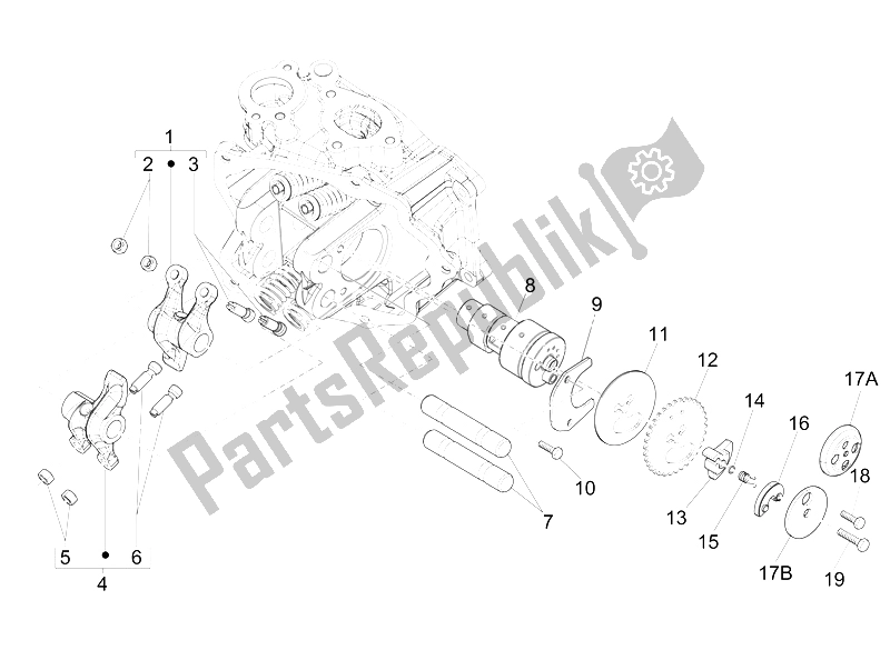 Todas las partes para Unidad De Soporte De Palancas Oscilantes de Vespa GTS 300 IE Super 2008