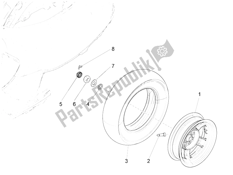 Tutte le parti per il Ruota Posteriore del Vespa LX 150 4T 3V IE 2012