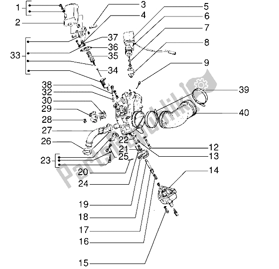 Toutes les pièces pour le Carburateur (2) du Vespa ET2 Iniezione 50 1998