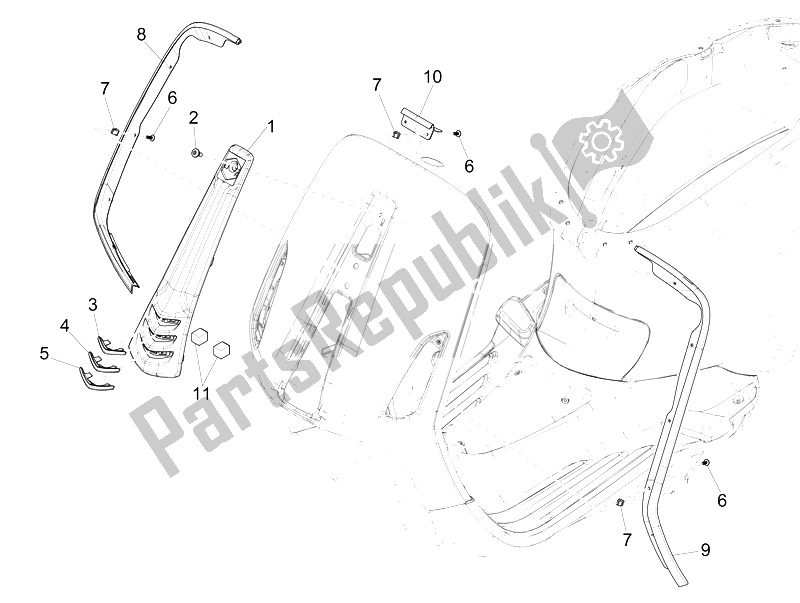 Todas las partes para Escudo Delantero de Vespa 125 4T 3V IE Primavera Vietnam 2014