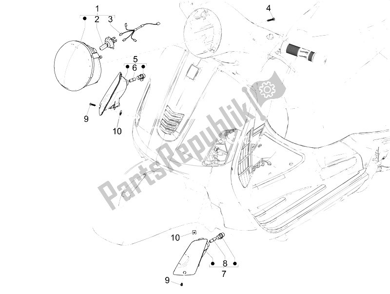 Todas las partes para Faros Delanteros - Luces Intermitentes de Vespa GTS 300 IE ABS Super China 2014