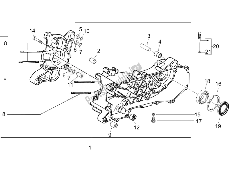 All parts for the Crankcase of the Vespa Vespa Sprint 50 2T EU 2014