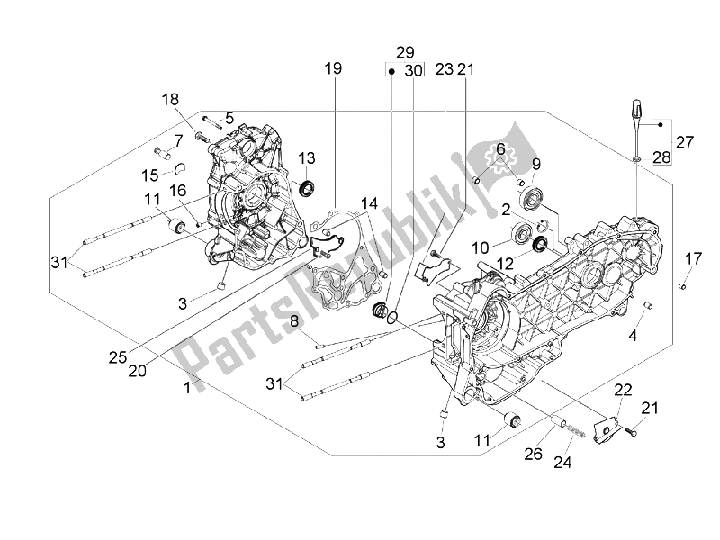 Tutte le parti per il Carter del Vespa Granturismo 200 L USA 2006