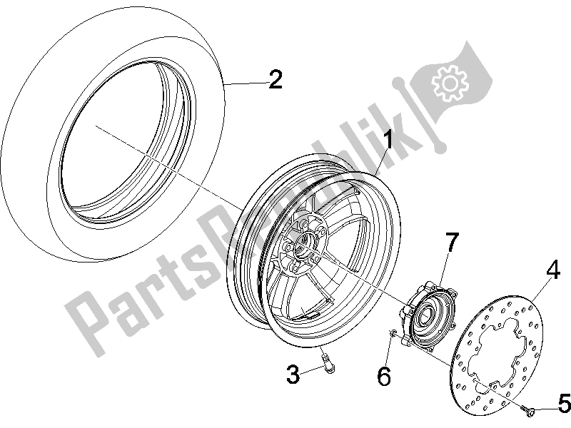 Todas las partes para Rueda Trasera de Vespa GTV 250 IE UK 2006