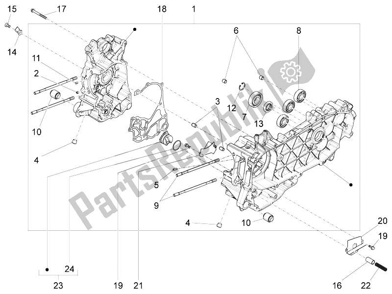 Todas las partes para Caja Del Cigüeñal de Vespa LT 125 4T 3V IE E3 Vietnam 2014