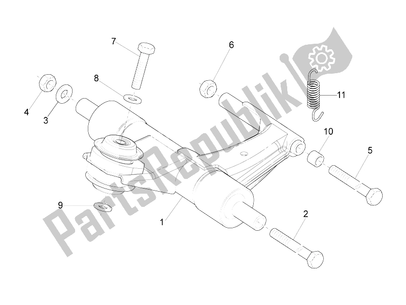 Toutes les pièces pour le Bras Oscillant du Vespa S 150 4T 3V IE Vietnam 2012