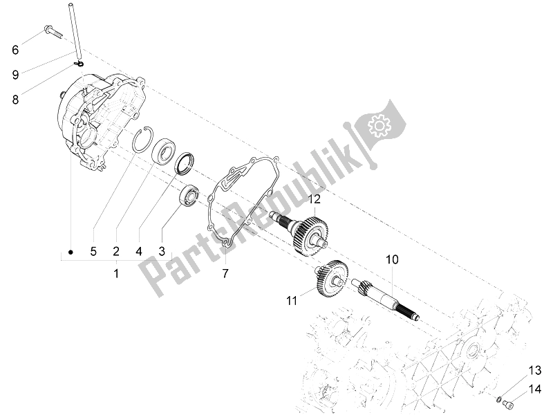Toutes les pièces pour le Unité De Réduction du Vespa S 125 4T 3V IE 2012