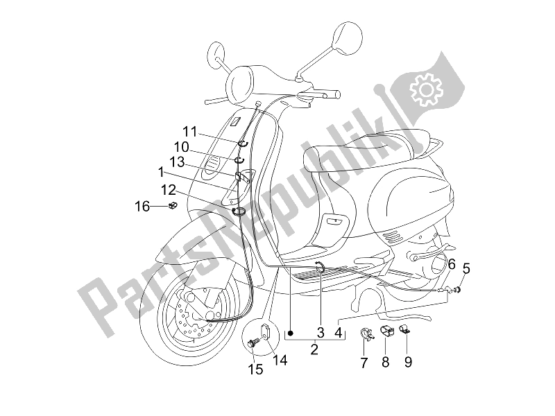 All parts for the Transmissions of the Vespa LX 50 4T USA 2009
