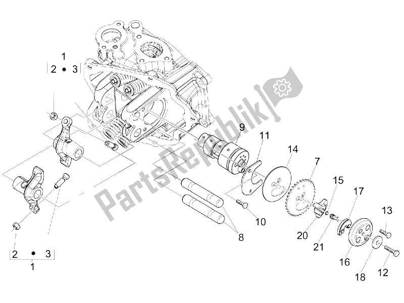 All parts for the Rocking Levers Support Unit of the Vespa LX 150 4T USA 2006