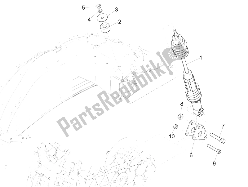 Tutte le parti per il Sospensione Posteriore - Ammortizzatore / I del Vespa 125 4T 3V IE Primavera Vietnam 2014