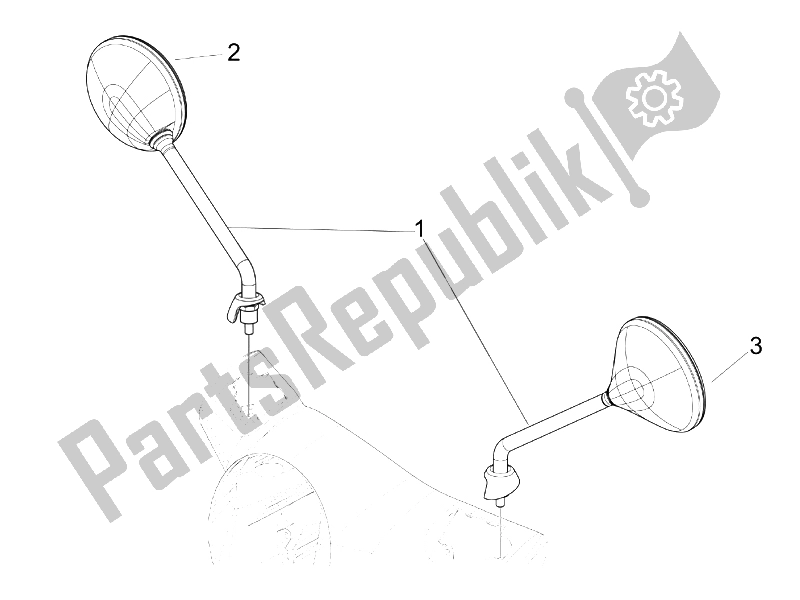 All parts for the Driving Mirror/s of the Vespa Granturismo 125 L Potenziato 2005