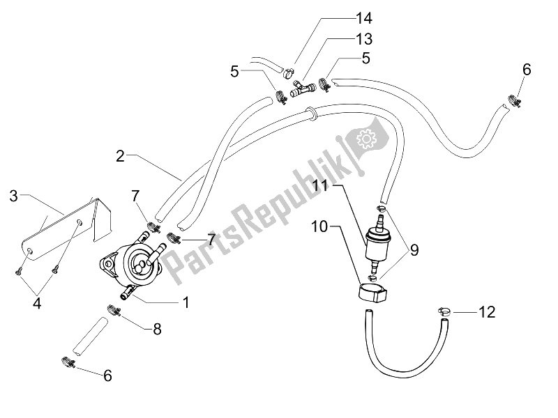 Toutes les pièces pour le Système D'alimentation du Vespa Granturismo 200 L USA 2006