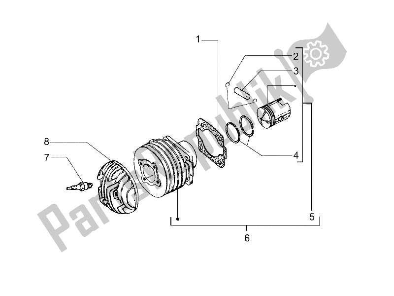 Toutes les pièces pour le Unité Cylindre-piston-axe De Poignet du Vespa Vespa PX 125 EU Asia 2011