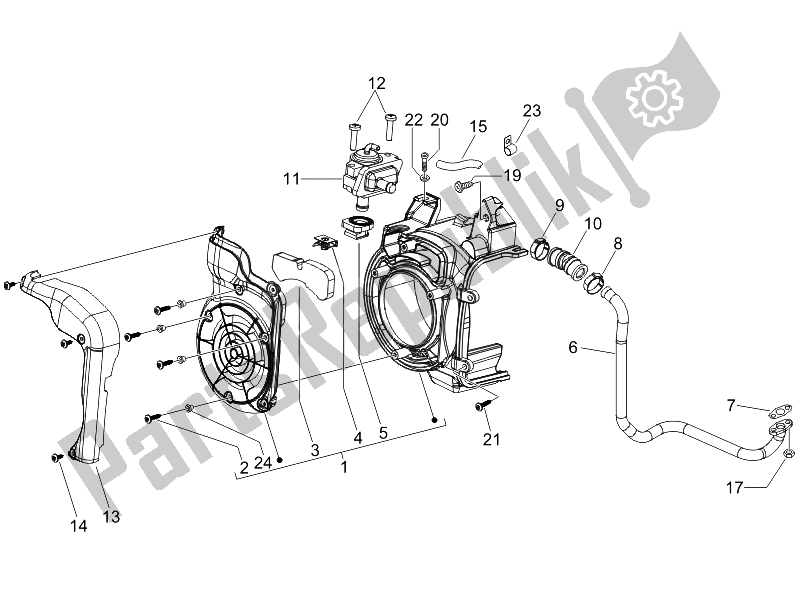 Alle onderdelen voor de Secundaire Luchtkast van de Vespa S 125 4T E3 2007