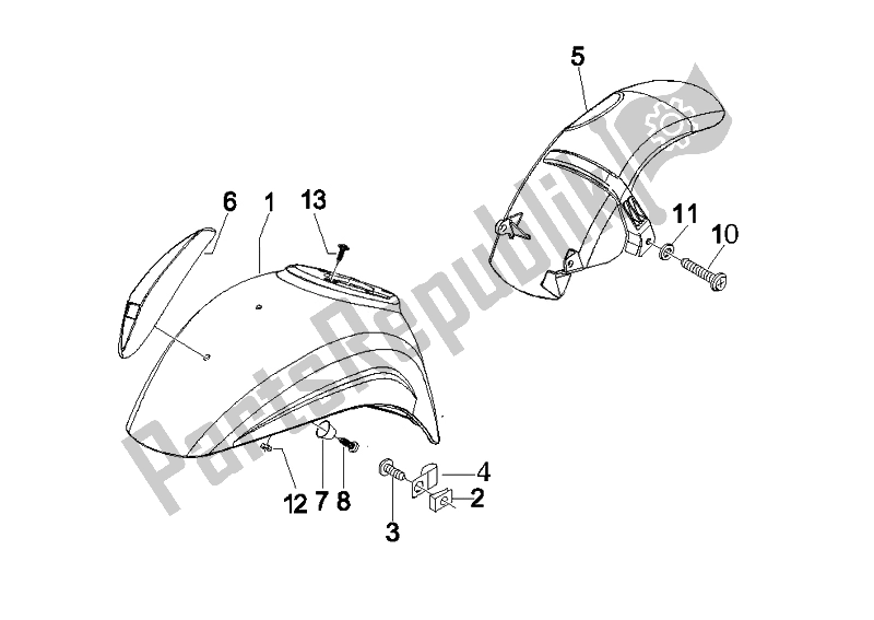 All parts for the Wheel Huosing - Mudguard of the Vespa LX 125 4T IE E3 Touring 2010