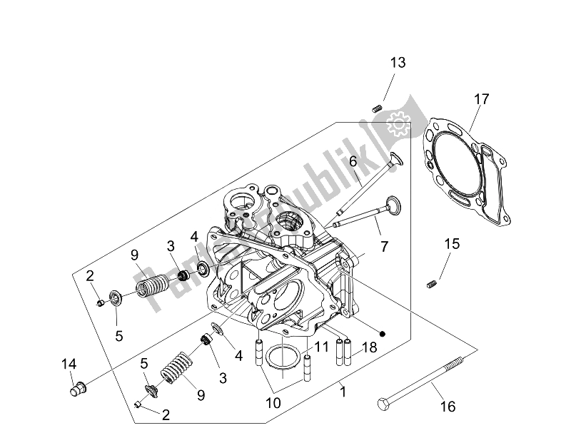 Toutes les pièces pour le Unité De Tête - Valve du Vespa LXV 150 4T USA 2007