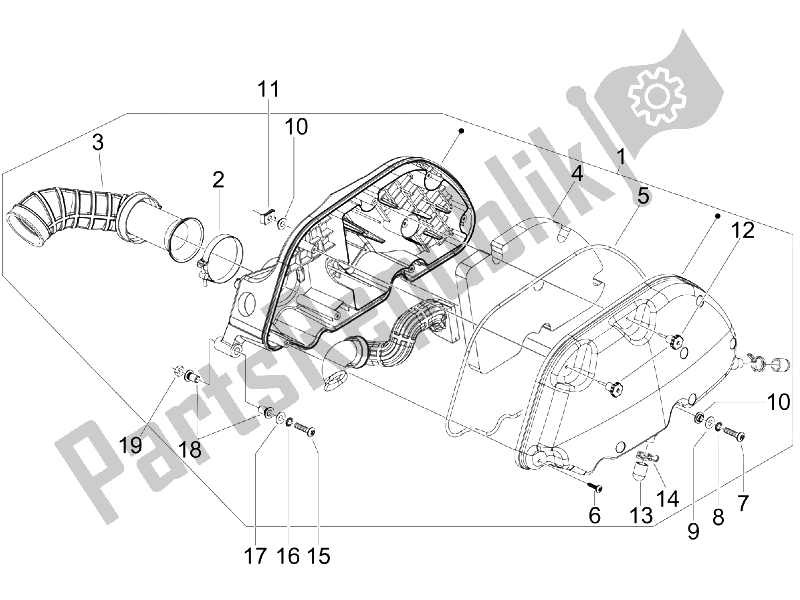 Toutes les pièces pour le Filtre à Air du Vespa GTS 300 IE 2012