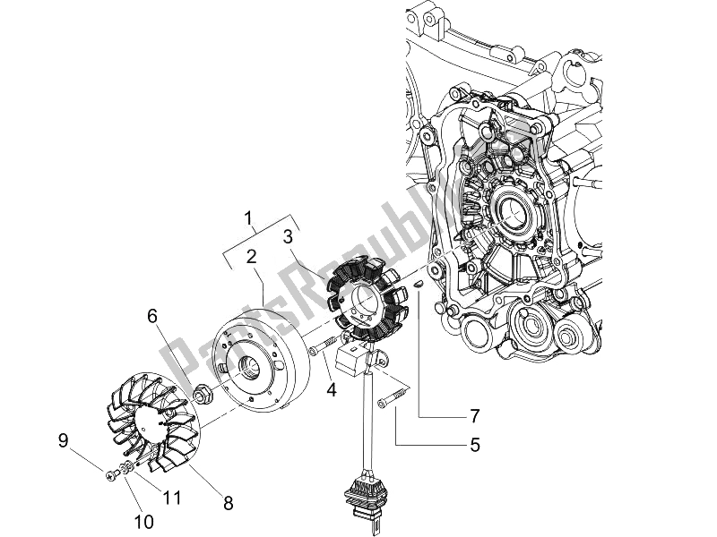 All parts for the Flywheel Magneto of the Vespa LXV 125 4T IE E3 2010