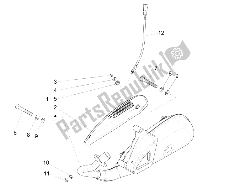 All parts for the Silencer of the Vespa LXV 150 USA 2011