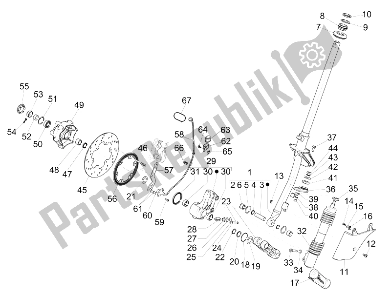 Toutes les pièces pour le Fourche / Tube De Direction - Palier De Direction du Vespa GTS 250 ABS 2005