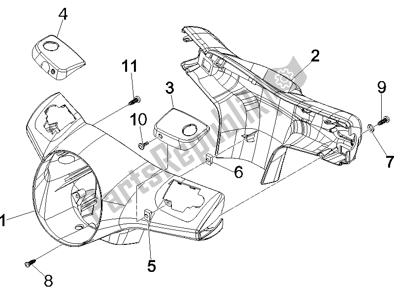 Toutes les pièces pour le Couvertures De Guidon du Vespa GTS 250 ABS 2005