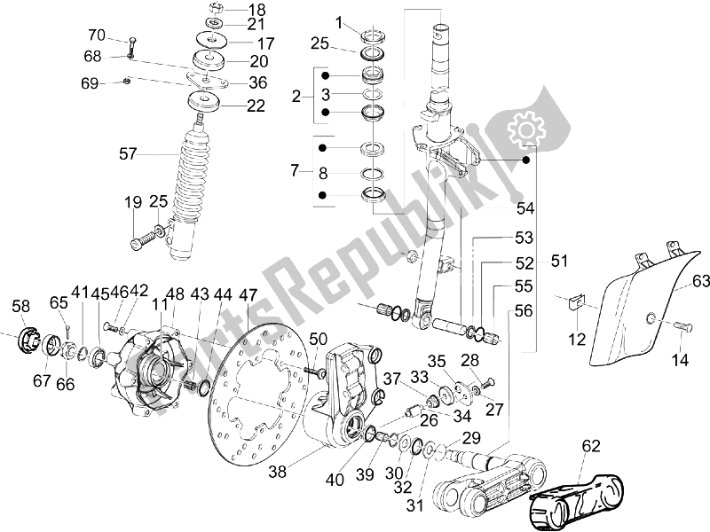 Toutes les pièces pour le Fourche / Tube De Direction - Palier De Direction du Vespa LXV 125 4T E3 2006