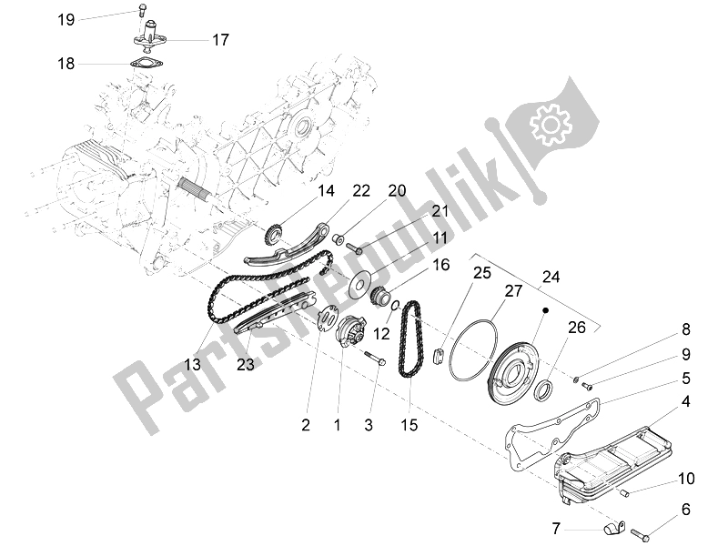 All parts for the Oil Pump of the Vespa 946 125 2014